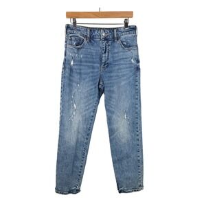 Pilcro Anthropologie Distressed Mom Jeans size 25 Medium Wash Blue